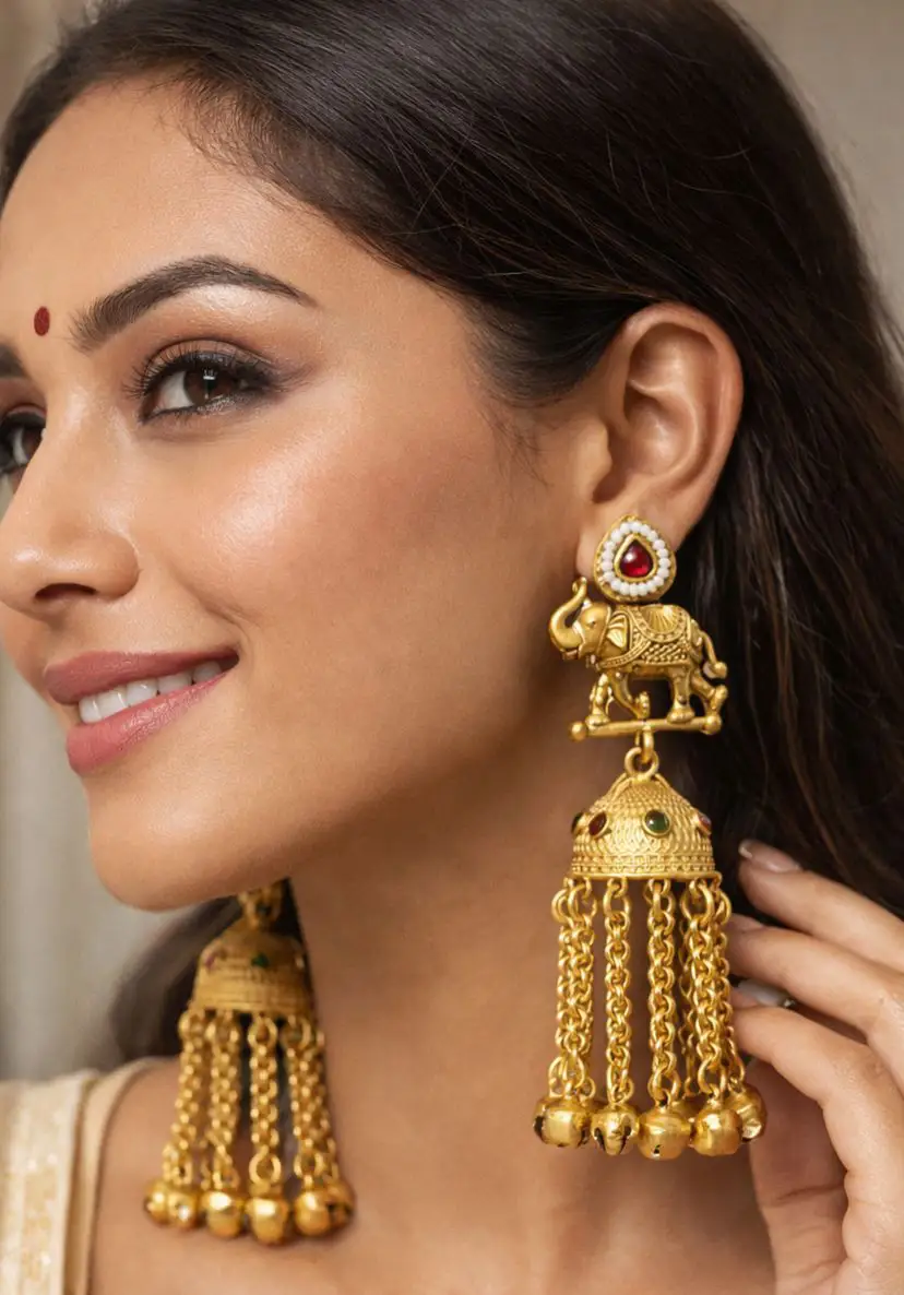 Long Chain Ghungroo Earrings