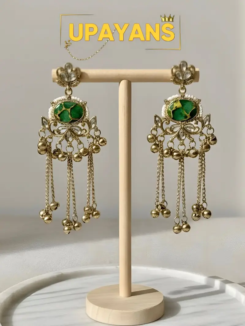 Kashmiri Style Drop Earrings Oval