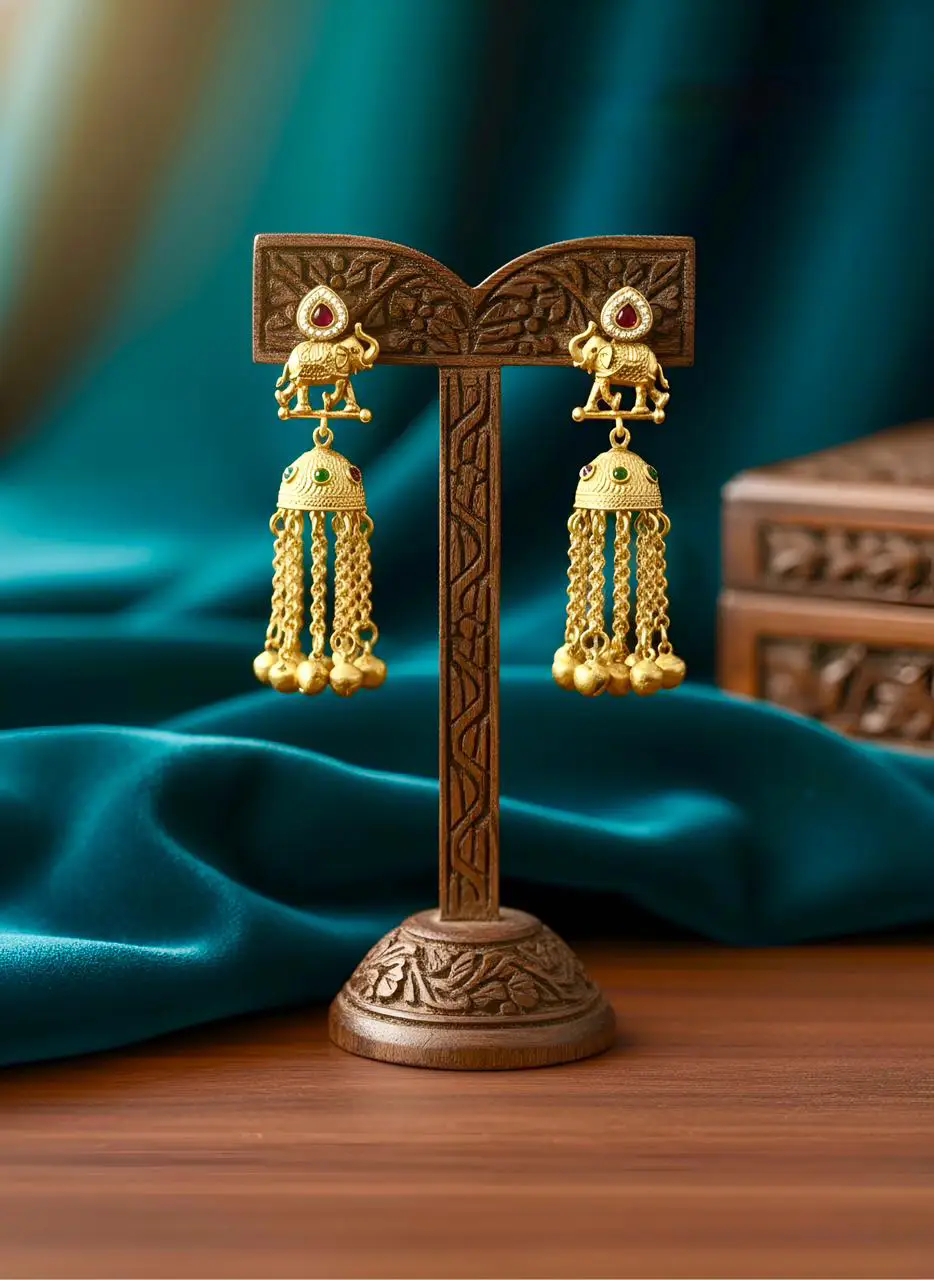 Long Chain Ghungroo Earrings