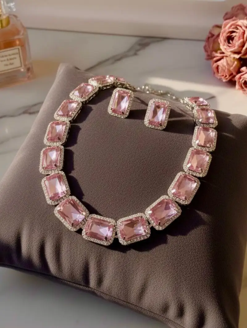 Pink Stone Chokar Necklace