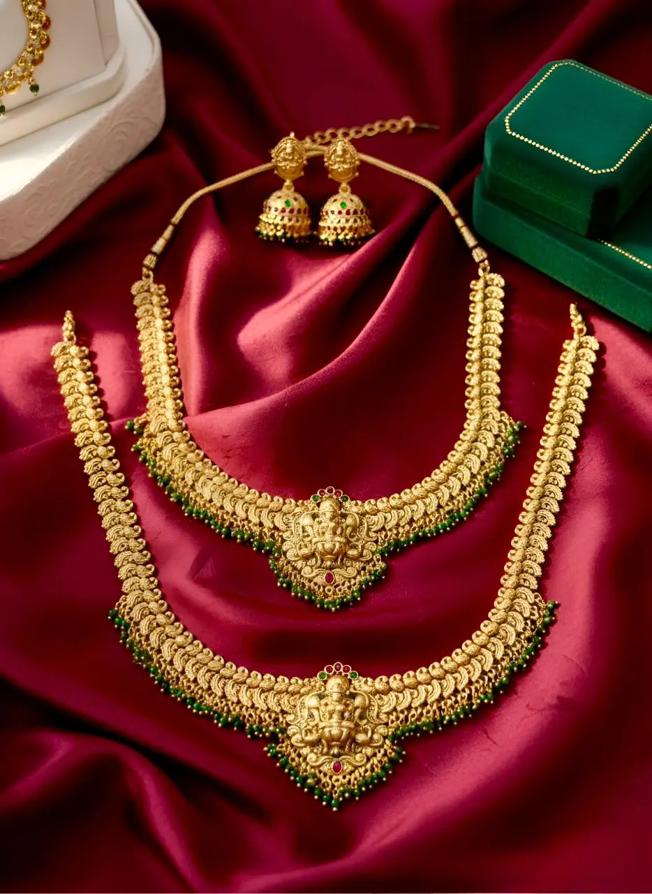 Temple Jewellery (South Indian Style) Choker + Long Haar + Earrings