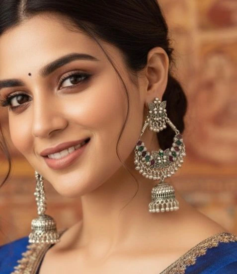 Oxidised Silver Antique Earrings